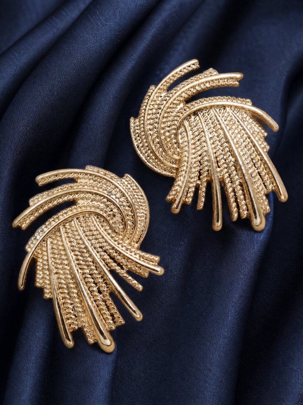 Gold Tone Swirl Stud Earrings